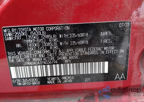 2023 Toyota Bz4X Xle from USA, damaged, VIN JTMABACA1PA036194